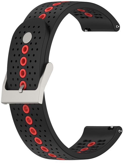 Garmin Forerunner 245/245 Music 專用 20mm 運動透氣矽膠錶帶, 黑橘, 1個
