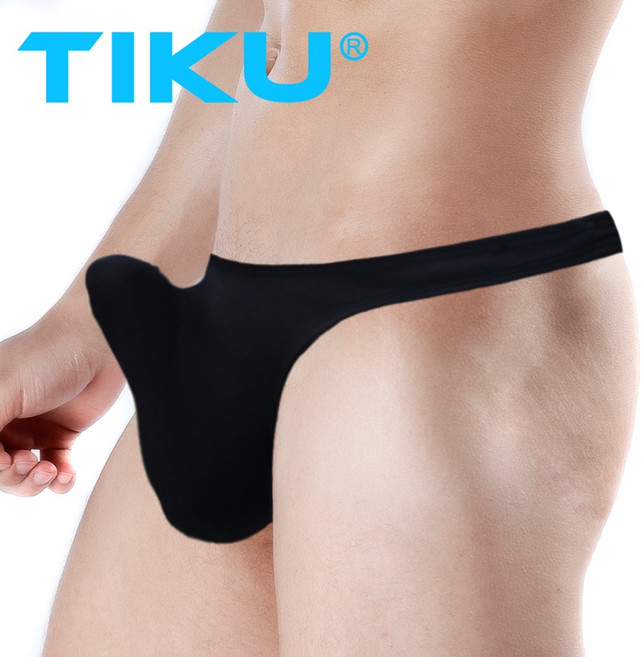 TIKU 梯酷 露臀U凸立體囊袋 冰絲透氣 三角丁字男內褲 8002