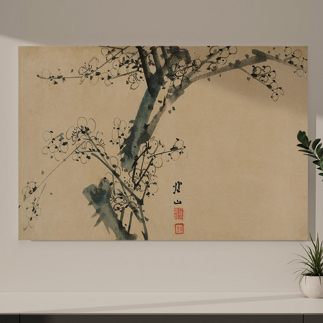 매화 꽃 그림 매란국죽 사군자 동양화 수묵화 캔버스 액자, 10 김수철-묵매도