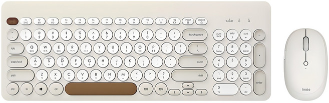 아이노트 무소음 블루투스 무선키보드 마우스 세트, 크림, KM960RB, 일반형
