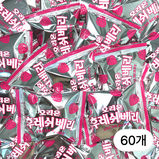 [이브의픽] 오리온 후레쉬베리 달콤한 딸기맛 대용량 개별포장 소분간식 학교 단체, 28g, 60개
