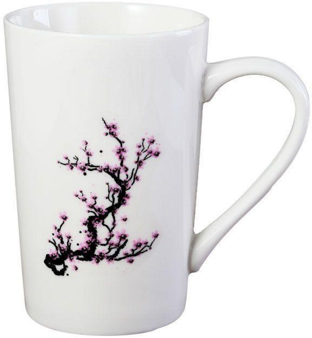 家用陶瓷變色馬克杯，梅花圖案，附蓋與湯匙，禮盒裝, 梅花開了馬克杯單杯, 1個