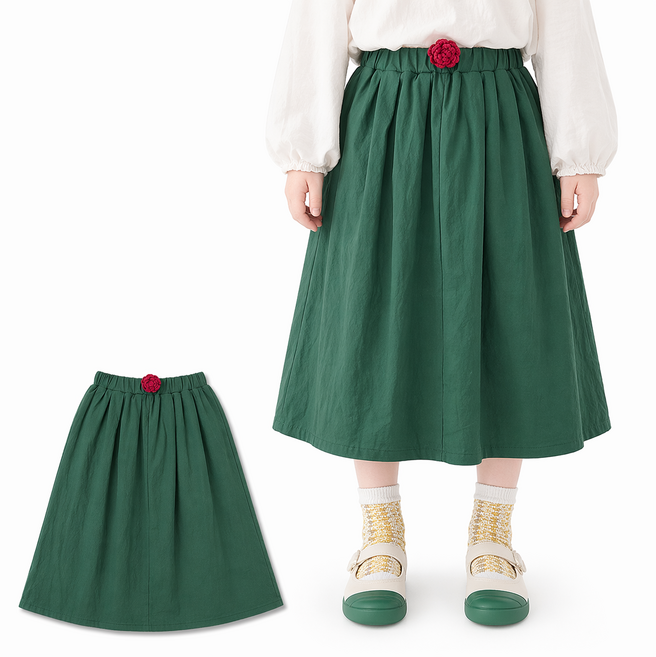 여아 롱스커트 주름 캉캉 스트라이프 치마 유아동 여름 데일리룩 러블리