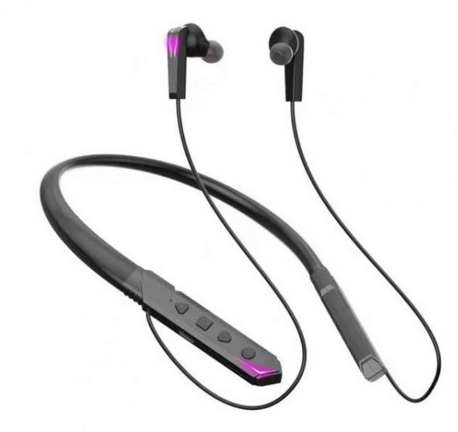 무선 이어버드 블루투스 5.2 하이파이 메가바스 쿨 RGB 라이트 미니 스테레오 넥 밴드 인이어, 01 Black, 1개