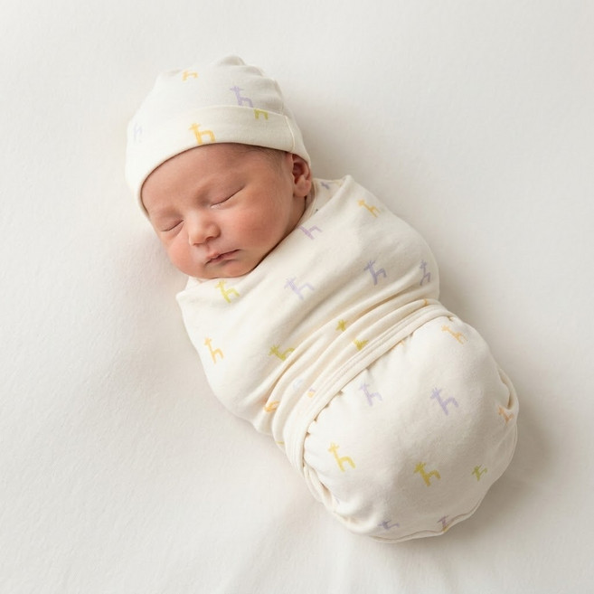 [힙주] 프리미엄 텐셀모달 h로고 신생아 양막주머니 코쿤 속싸개 + 모자 세트