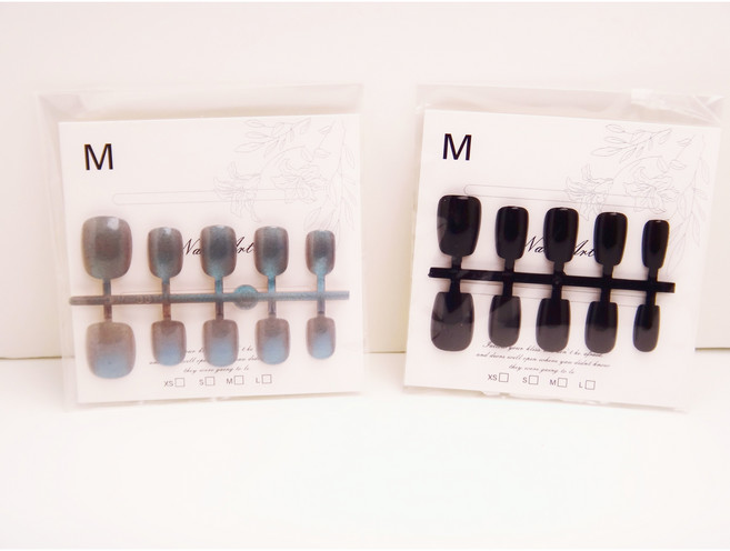 [1+1구성] 셀프 네일팁 풀세트 20P (한손세트 10P x 2) + 접착제 + 도구 모두 포함, 2개, 블루+블랙