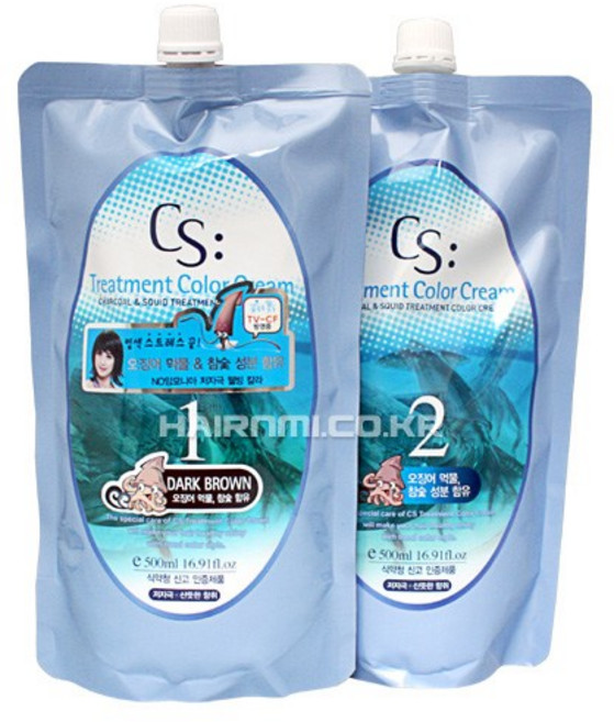 CS 소망 CS 오징어먹물 트리트먼트 크림 1제2제 500ml, 다크브라운, 1개