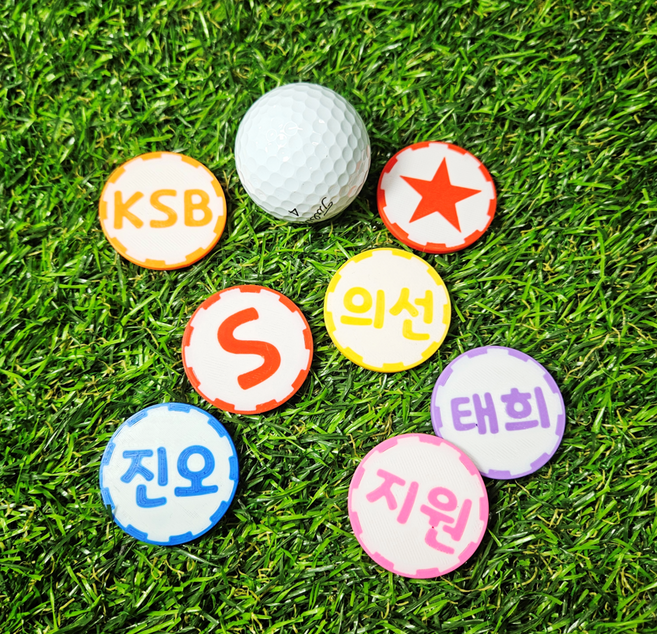 [주문제작] 골프 볼마커 칩형 5개 세트 + 파우치, 1세트, 빨강  5개