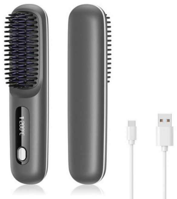 무선 빗고데기 음이온 브러쉬 스타일러 매직기 휴대용, 그레이, ITS-HAIRGR