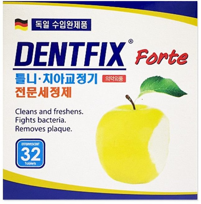덴트픽스 틀니 치아교정기 전문세정제, 32개입, 1개