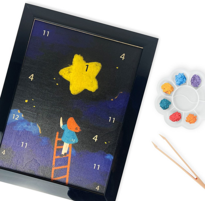 DIY 그리기 키트 펄프페인팅 색칠하기 액자형 캔버스 취미 집콕 아이 방학 학교 행복한, 회색고양이, 1개