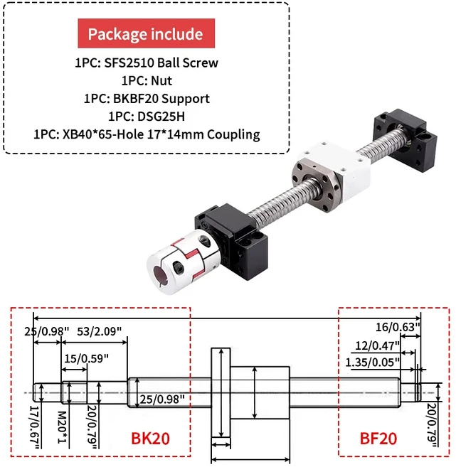 볼스크류 SFU2505 BKBF 엔드 가공 CNC 기계 부품 3D 프린터 사용, 01 China Mainland, 25 1600mm, 03 SFU3205