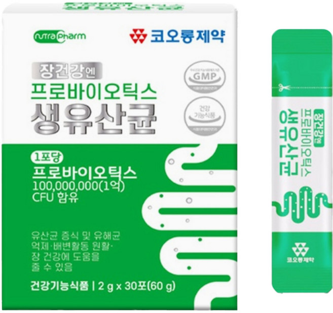 [코오롱제약] 장건강엔 프로바이오틱스. 17종 생유산균 1억 CFU 함유. 속편한 장 케어! 하루 한포 건강 루틴, 4개, 30회분