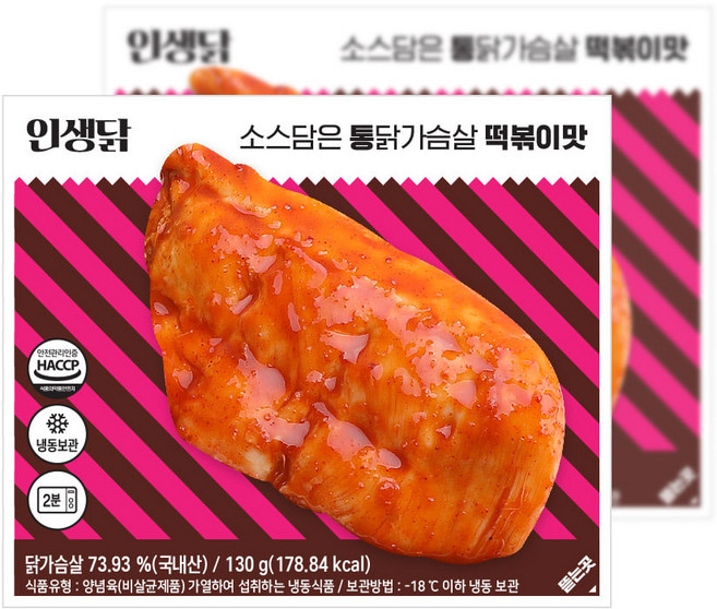 인생닭 소스담은 통 닭가슴살 떡볶이맛, 50개, 130g