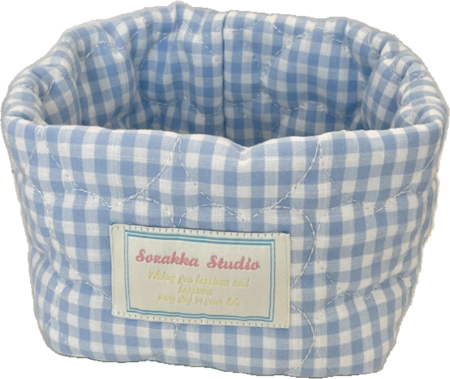 5종 체크 패브릭 수납 바구니, 02. 블루(T10032), 1세트