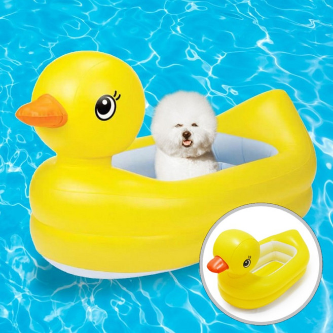 강아지 수영장 오리 튜브 애견용 물놀이 튜브보트 소형 중형견, 오리튜브, 오리튜브