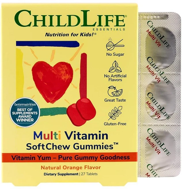 CHILDLIFE ESSENTIALS 멀티 소프트츄 젤리 - 유아 츄어블 무설탕 내추럴 오렌지 27정 [호환], 1개 - 쿠팡