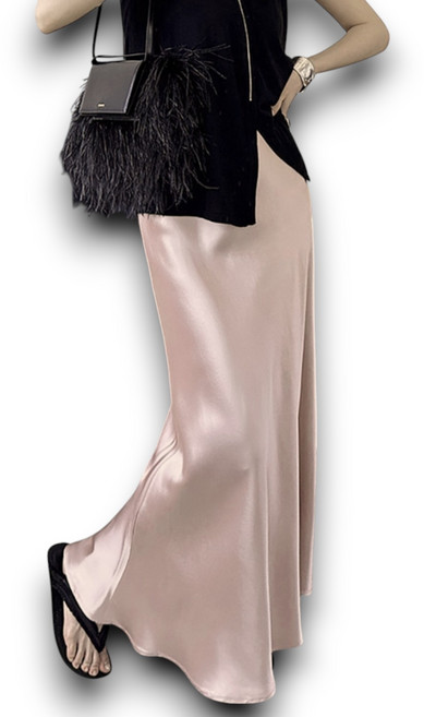 여성 새틴 머메이드 롱스커트 고광택 밴딩 실크 롱치마 아비토브랜드