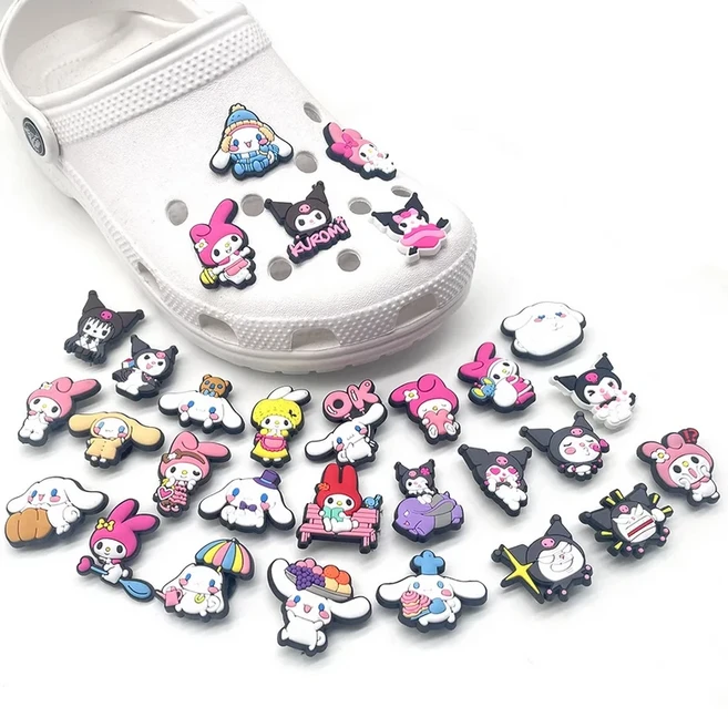 귀여운 블랙 악마 토끼 캐릭터 신발 파츠 버튼 꾸미기 30pc 1세트