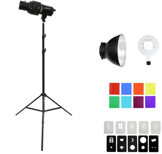 LED 순간광 사진관 스튜디오 상품 제품 소품 의류 연출 사진 개인 방송 촬영 조명 썬빔플래시 + 옵티컬 스누트 라이트 아트샷 + 슈퍼 스탠드, 1개, KIT-FLASH11