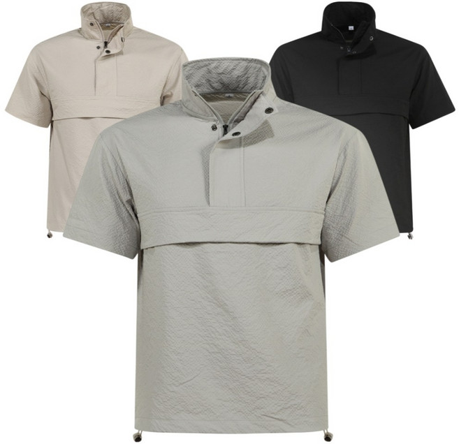 몸에안붙는 남자 엠보싱 골프 반집업 반팔 아노락 남성골프반팔티셔츠