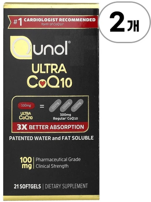 큐놀 울트라 코큐텐 100mg Qunol Ultra CoQ10 100 mg 21정, 2개 - 쿠팡