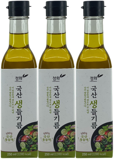 청화 국산 생 들기름 250ml 3개