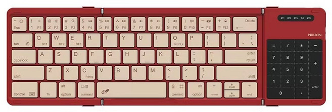 [CTK] 닐킨 Nillkin 무선 접이식 키보드 포켓형 블루투스 사무실 3단접이식 초슬림 숫자키패드 터치패드, 레드
