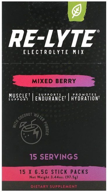 Redmond Re-Lyte Electrolyte Mix Mixed Berry 15 Stick Packs 0.23 oz 6.5 g Each, Redmond, Re-Lyte Electrolyte M - 쿠팡
