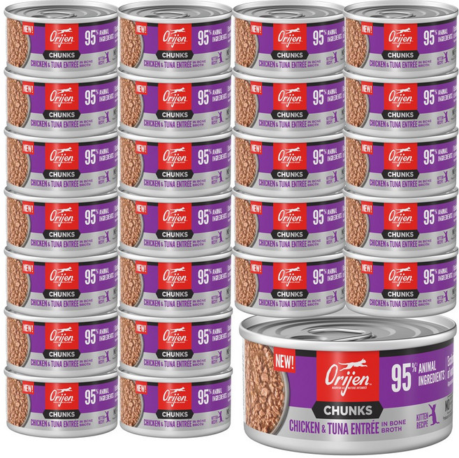오리젠 고양이 주식캔 치킨 튜나 키튼 orijen 캣 습식사료, 85g, 24개, 닭+참치