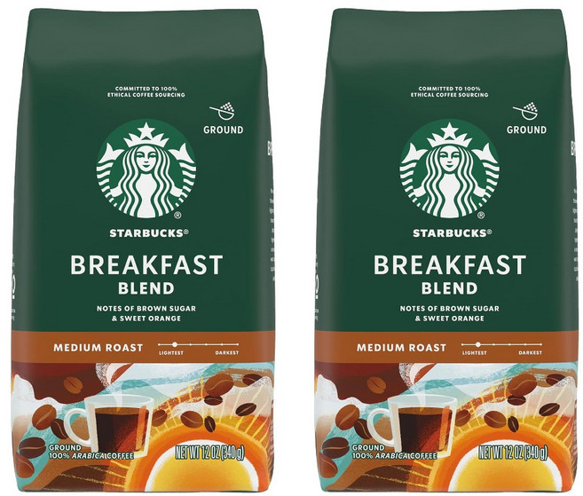 스타벅스 블랙퍼스트 블렌드 그라운드 분쇄커피 1.02kg, 에스프레소, 340g, 2개