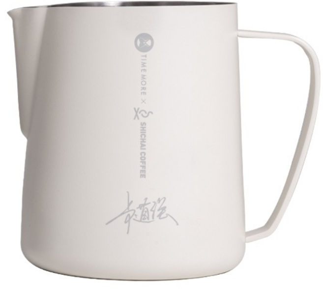 泰摩 Timemore 繪圖家聯名款拉花杯 304不鏽鋼 700ml 人體工學, 1個, 白色, 白色