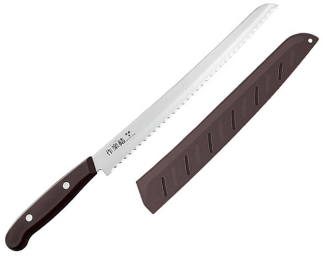 사쿠라유이 톱니빵칼 220mm (칼집포함) 바게트 케이크, 빵칼+칼집, 1개