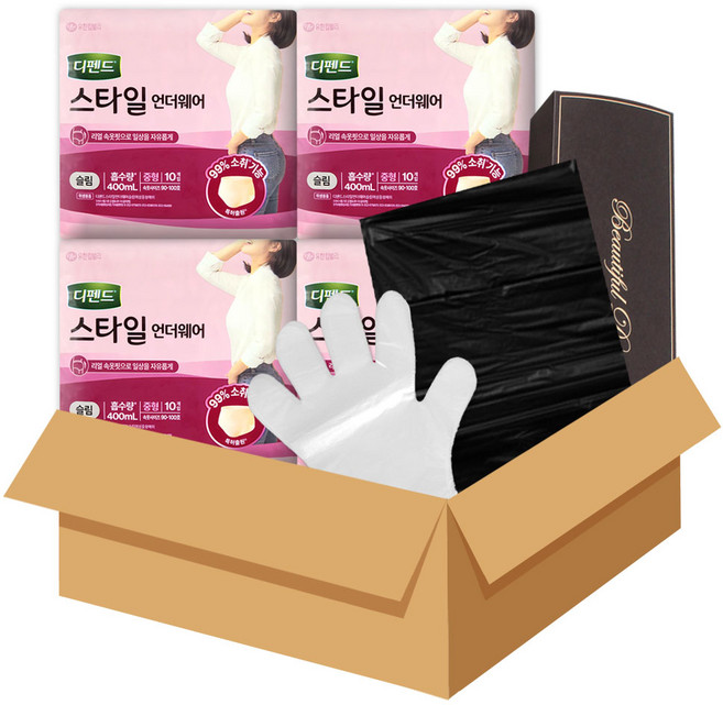 디펜드 스타일 언더웨어 여성 슬림 중형 위생케어 세트, 4세트, 10매