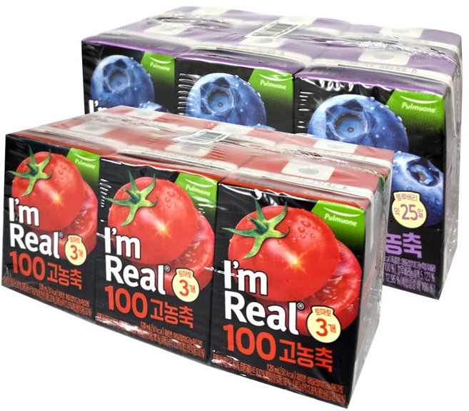 아임리얼100 고농축 120ml (6팩) 1개씩 블루베리 + 토마토, 1