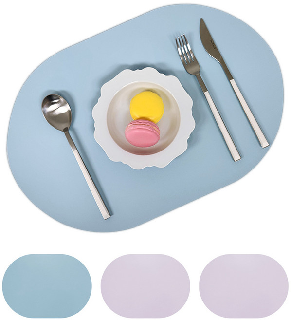 양면 방수 식탁매트 큰타원 엘리티코 2p 북유럽 감성 테이블 매트, 연블루/연보라