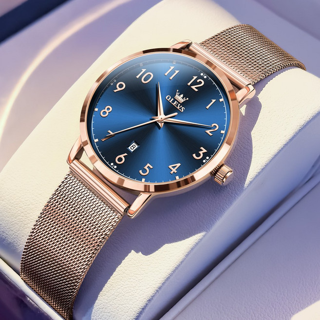 OLEVS 여성손목시계 정품쿼츠 럭셔리 명품 워터프루프 야광 일력 메탈시계