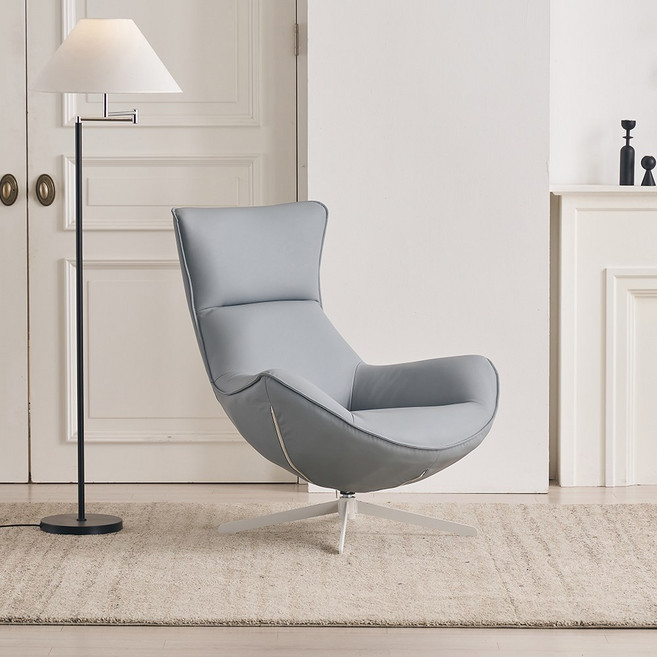 일마레하우스 타임 1인용 기능성 가죽 안락 의자 수유 360도 회전 쇼파, 1개, 블루그레이