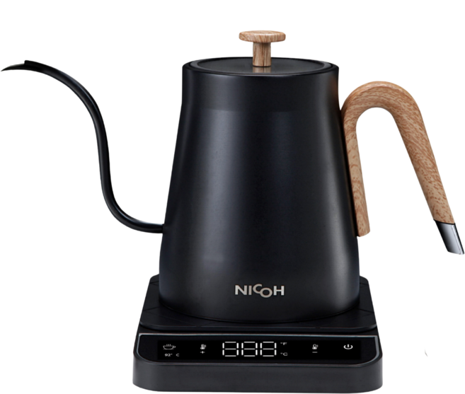 日本 NICOH 電溫控鶴嘴手沖細口壺 NK-T80 (0.8L 316不鏽鋼), 1個, 手沖壺+底座, 0.8L