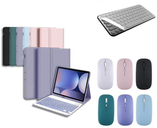 갤럭시탭S10 울트라 블루투스 무선 키보드 케이스 커버 마우스 세트 SM-X920 SM-X920N SM-X926 SM-X926N Ultra 삼성 갤탭 아이친구, 검정, 1개