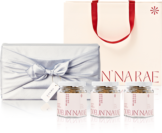 조은나래 콩고물 도라지정과 선물 세트 80g X 3개입, 3개, 보자기포장(연한파랑)