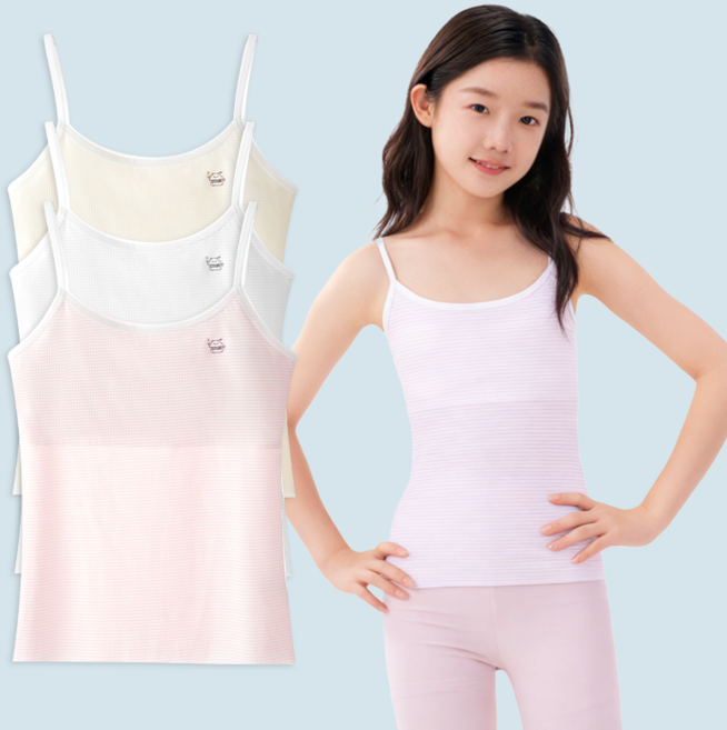 Ambition 성장기 1단계 여아 브라 런닝 끈나시 3종세트