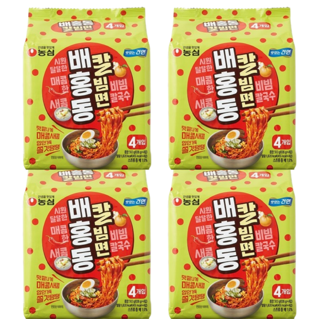 농심 배홍동 칼빔면 128g 4입 4개, 16개