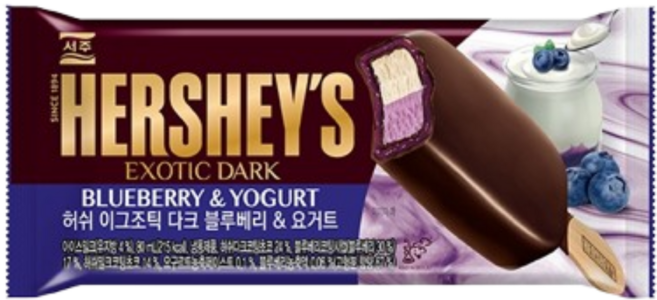 허쉬 아이스크림 쿠키앤크림바 외 9종 24개, 허쉬 블루베리요거트바(24개)
