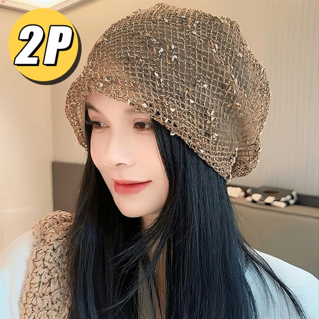 1+1 여성 여름 레이스 그물 모자 루즈핏 자외선차단 휴양지 메쉬 모자