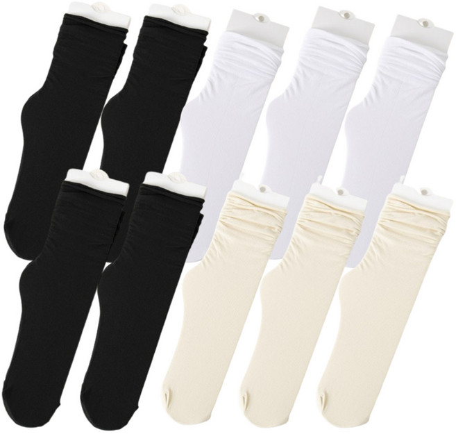 미니멀모다 여성 심플 돌돌이 얇은 골지 중목 스타킹 양말 10켤레