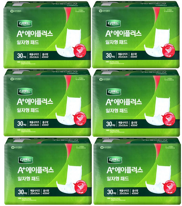 디펜드 일자형 속기저귀 대형 30매x6팩 (리뉴얼) 성인용기저귀, 6개, 30매입