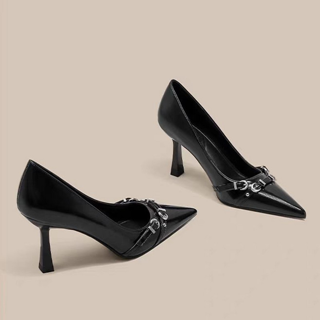 COSYEVNO 여성 하이힐 메탈 체인 장식 스틸레토 펌프스 TZKggx-3