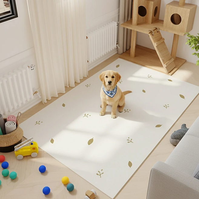 홈앤힐링 강아지 매트 대형 고양이 거실 바닥매트, 1개, 가을 낙엽
