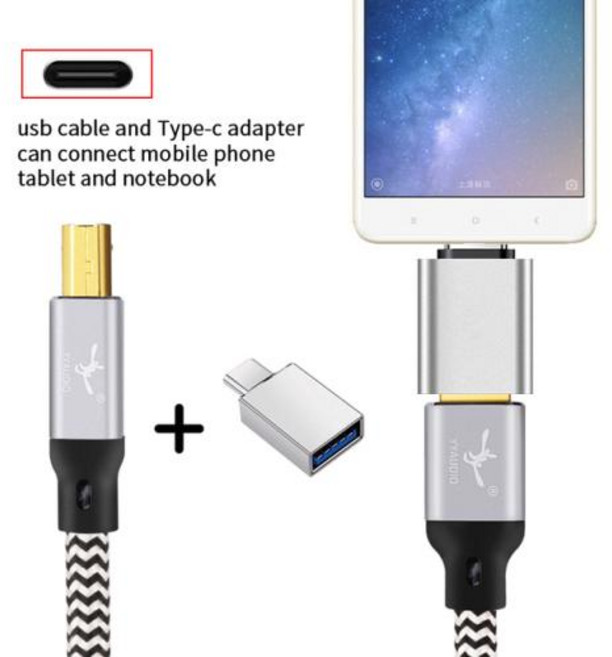 하이파이 USB DAC 케이블 하이 퀄리티 7N OCC 타입 A to 타입 B 하이파이 데이터 오디오 디지털 케이블 하이파이 DAC 앰프용, 03 USB and Type-c_03 2m, 2m, 15) USB and Type-c - 2m